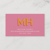 はっきりしたイニシャルミニマクラシックリストレトロピンク 名刺 (正面)