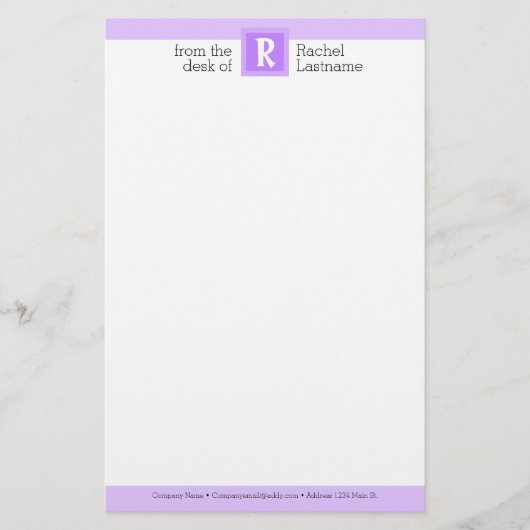 はっきりしたイニシャル&ネーム・モノグラム 便箋 (正面)