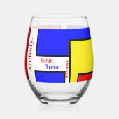 はっきりしたインスパイアレトロ幾何学模様 ステムなしワイングラス (左)