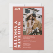 はっきりしたエレガントシンプルテラス結婚コッタベージュ 招待状 (正面)