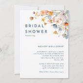 はっきりしたエレガントフローラブライダルシャワー 招待状 (正面)