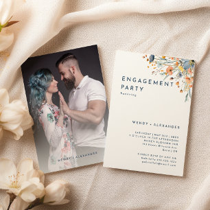 はっきりしたエレガントフローラ婚約パーティ 招待状