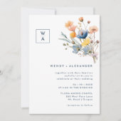 はっきりしたエレガントフローラ紋章結婚の写真 招待状 (正面)