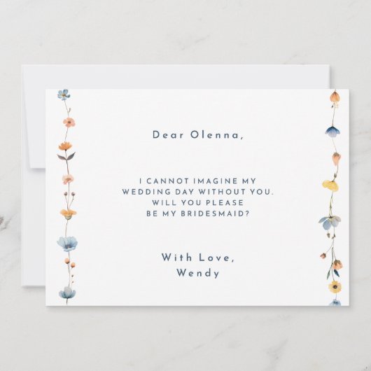 はっきりしたエレガントフローラ花嫁プロポーザル・カード 招待状 (裏面)