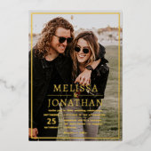 はっきりしたエレガント縁ど実在金ゴールドScriptの結婚CD-ROM 箔招待状 (正面)