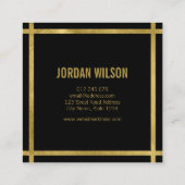 はっきりしたエレガント縁ど黒フェイク金ゴールド スクエア名刺 (裏面)