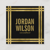はっきりしたエレガント縁ど黒フェイク金ゴールド スクエア名刺 (正面)