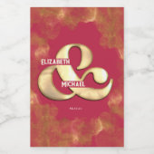 はっきりしたエレガント金ゴールドピンクマゼン結婚タカスタムン ワインラベル (シングルラベル)