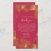 はっきりしたエレガント金ゴールドマゼンダ結婚カスタマイズ サンキューカード (正面/裏面)