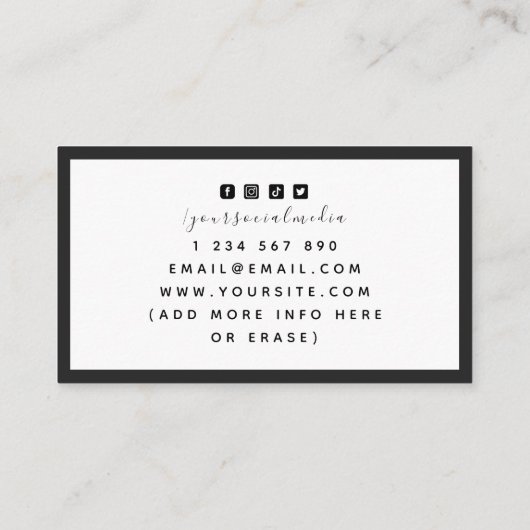 はっきりしたエレガントTattoo Artist Shopサロンソーシャルメディア 名刺 (裏面)