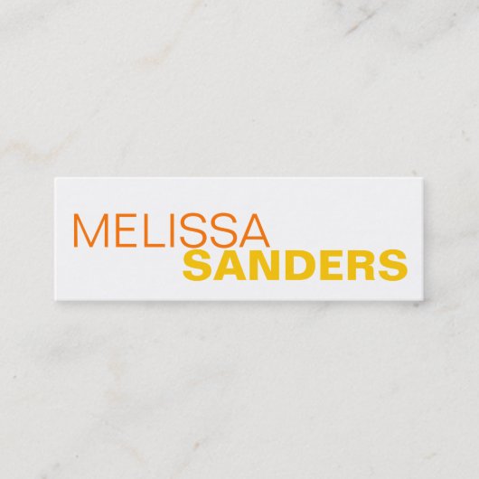 はっきりしたオレンジ澄ん2トーンのパーソナルネットワーク スキニー名刺 (正面)