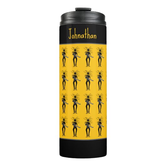 はっきりしたオレンジ、シルエット素晴らしギタリスト タンブラー (正面)