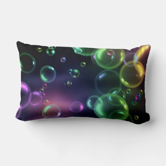 はっきりしたカラフルが黒く泡立つ ランバークッション (裏面)