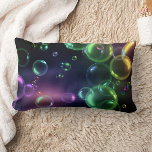 はっきりしたカラフルが黒く泡立つ ランバークッション (ブランケット)