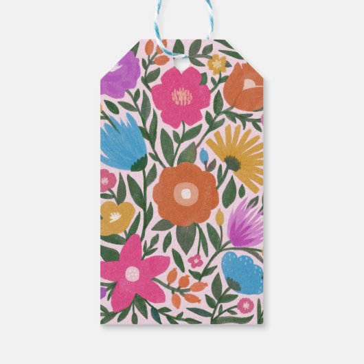 はっきりしたカラフルスタイリッシュ花模様 |オレンジの卵 ギフトタグ (裏面)