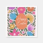 はっきりしたカラフルスタイリッシュ花模様 |オレンジの卵 スタンダードカクテルナプキン (正面)