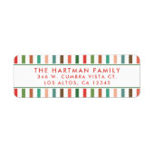 はっきりしたカラフルストライプモダン差出人住所ラベル ラベル (正面)