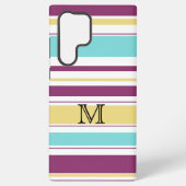 はっきりしたカラフルストライプ模様モノグラム電話ケース SAMSUNG GALAXYケース (裏面)