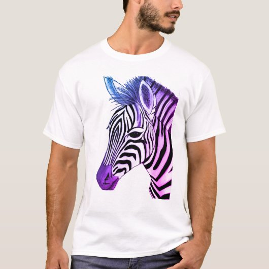 はっきりしたカラフルゼブラスケッチ Tシャツ (正面)