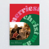 はっきりしたカラフルタイポグラフィオーバル2枚の写真クリスマス シーズンカード