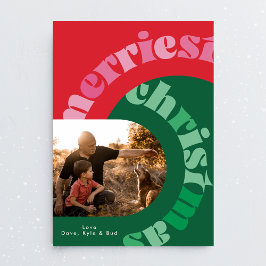 はっきりしたカラフルタイポグラフィオーバル2枚の写真クリスマス シーズンカード