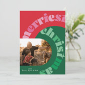 はっきりしたカラフルタイポグラフィオーバル2枚の写真クリスマス シーズンカード (スタンド正面)