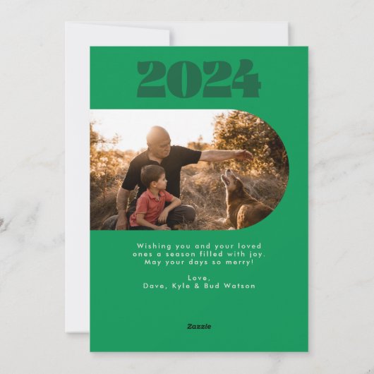 はっきりしたカラフルタイポグラフィオーバル2枚の写真クリスマス シーズンカード (裏面)