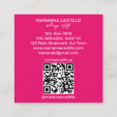 はっきりしたカラフルピンクの花モダンテンプレート スクエア名刺 (裏面)