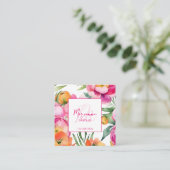 はっきりしたカラフルピンクの花モダンテンプレート スクエア名刺 (スタンド正面)