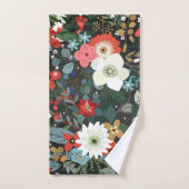 はっきりしたカラフルファンキーフローラダークシックモダントレンディー バスタオルセット (ハンドタオル)