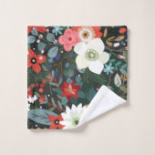 はっきりしたカラフルファンキーフローラダークシックモダントレンディー バスタオルセット (ウォッシュタオル)