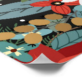 はっきりしたカラフルファンキーフローラダークシックヴィンテージアート ポスター (角)