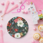 はっきりしたカラフルファンキーフローラダーク・シック・ウェディング・パーティー ペーパープレート (パーティー)