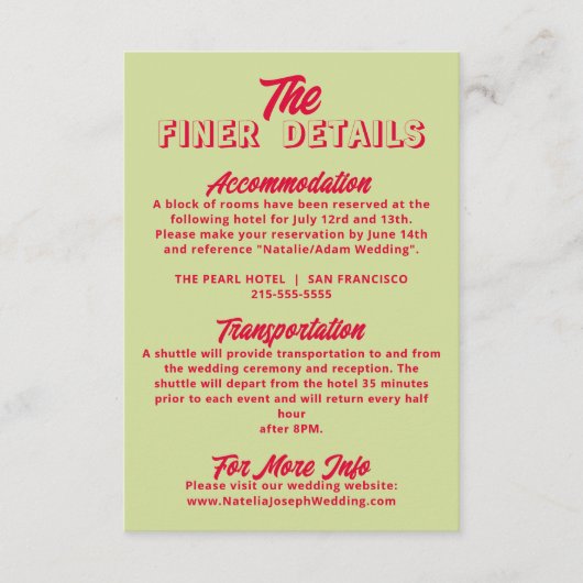 はっきりしたカラフルファンキーモダン結婚詳細 エンクロージャーカード (正面)