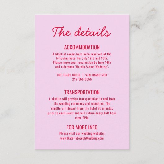 はっきりしたカラフルファンキーモダン結婚詳細 エンクロージャーカード (正面)