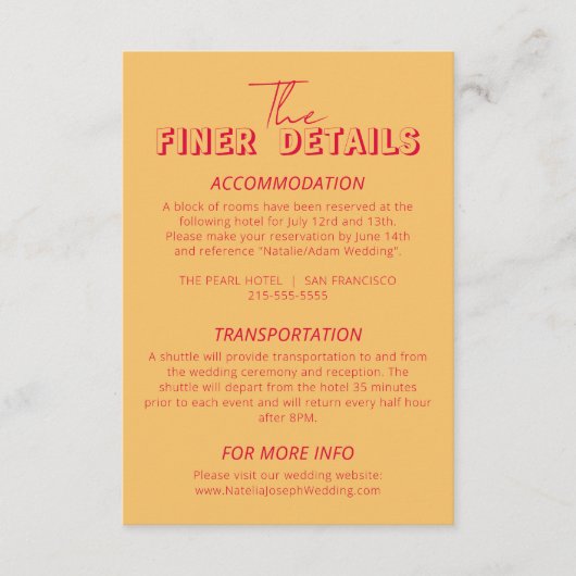 はっきりしたカラフルファンキーモダン結婚詳細 エンクロージャーカード (正面)