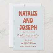 はっきりしたカラフルファンキーレトロ明るい写真結婚s 招待状 (正面)