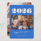 はっきりしたカラフルフランスの青Two Photo 2025 New Year シーズンカード (正面/裏面)