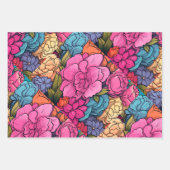 はっきりしたカラフルフローラインスパイアヴィンテージ ラッピングペーパーシート (正面3)