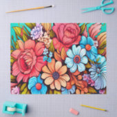 はっきりしたカラフルフローラティッシュペーパー 薄葉紙 (クラフト)