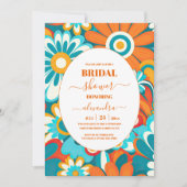 はっきりしたカラフルフローラレトロブライダルシャワー 招待状 (正面)