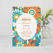 はっきりしたカラフルフローラレトロブライダルシャワー 招待状 (スタンド正面)