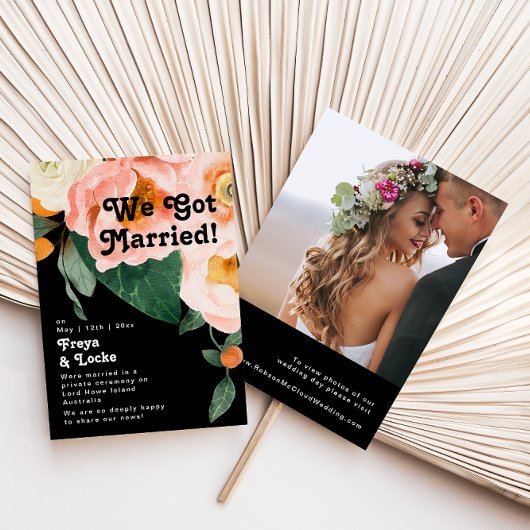 はっきりしたカラフルフローラ写真の取り消し告知 招待状