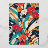 はっきりしたカラフルフローラ結婚レトロ 箔招待状 (裏面)