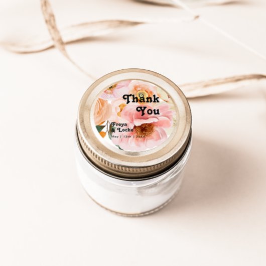 はっきりしたカラフルフローラ |ありがとうございます結婚式の引き出物 ラウンドシール