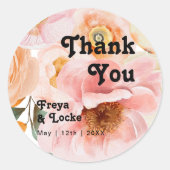 はっきりしたカラフルフローラ |ありがとうございます結婚式の引き出物 ラウンドシール (正面)