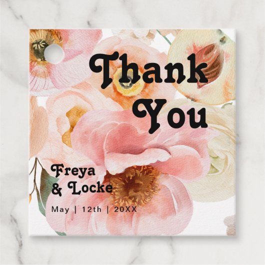 はっきりしたカラフルフローラ |ありがとうございます フェイバータグ (正面)