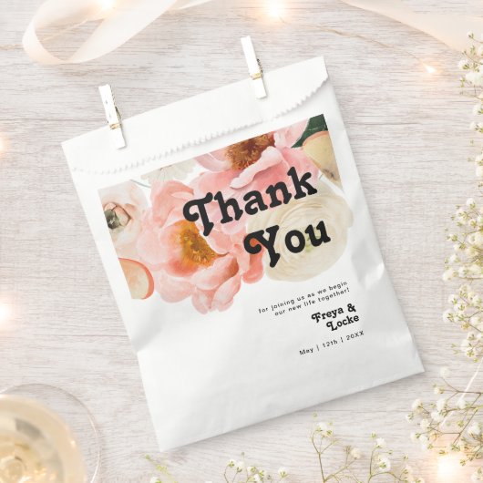 はっきりしたカラフルフローラ |ありがとうございます フェイバーバッグ (クリップ留めされた状態)