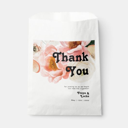 はっきりしたカラフルフローラ |ありがとうございます フェイバーバッグ (正面)