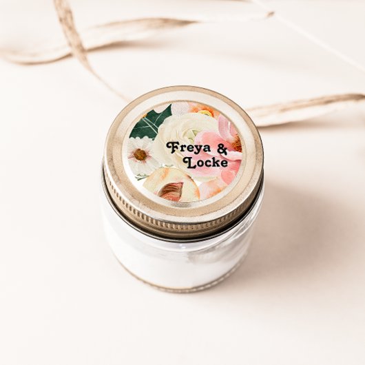 はっきりしたカラフルフローラ |の結婚封筒用シール ラウンドシール